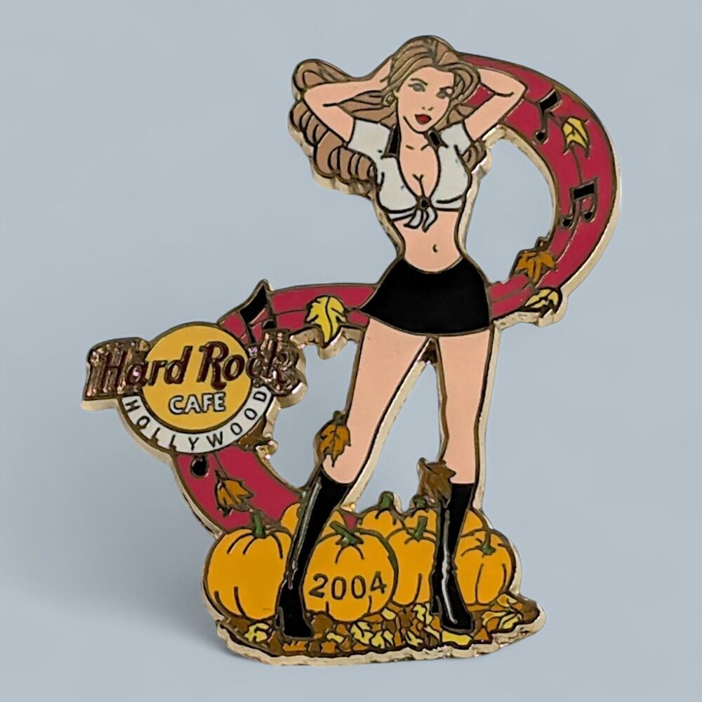 Hard Rock Pin 2004 Hollywood California Fall Autumn Girl Pumpkin Patch